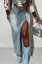 Light Blue High Rise Slit Denim Skirt