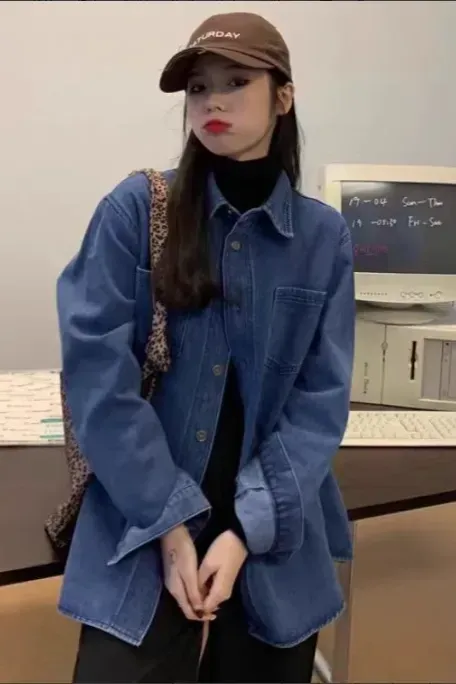 Dark Blue Oversized Denim Jacket - Image 1