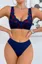 Blue Graphic Lace Insert Lingerie Set