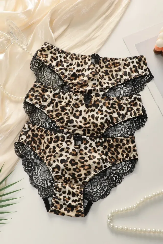 Black Leopard Print Set Of 3 Panties - Image 1