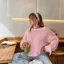 Light Pink Solid Tie Up Detail Sweater Top