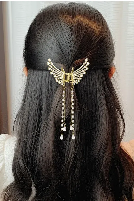 Gold Wing Chain Hair Clip - Image 1