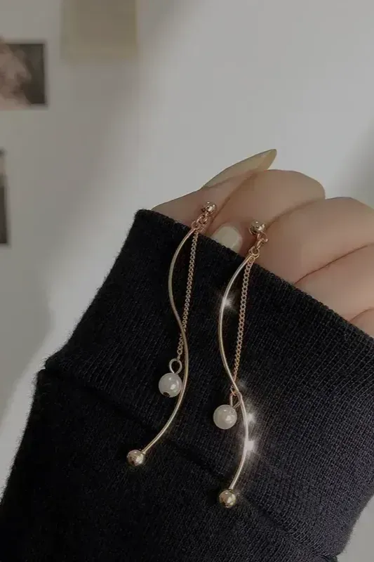 Rose Gold Hanging Earrings - Image 1