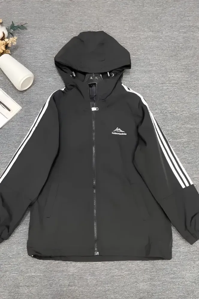 Black Hooded Zipper Jacket - NEWME