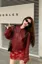 Maroon Solid Zip Collar PU Bomber Jacket