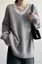 Grey V-Neck Lace Insert Sweater