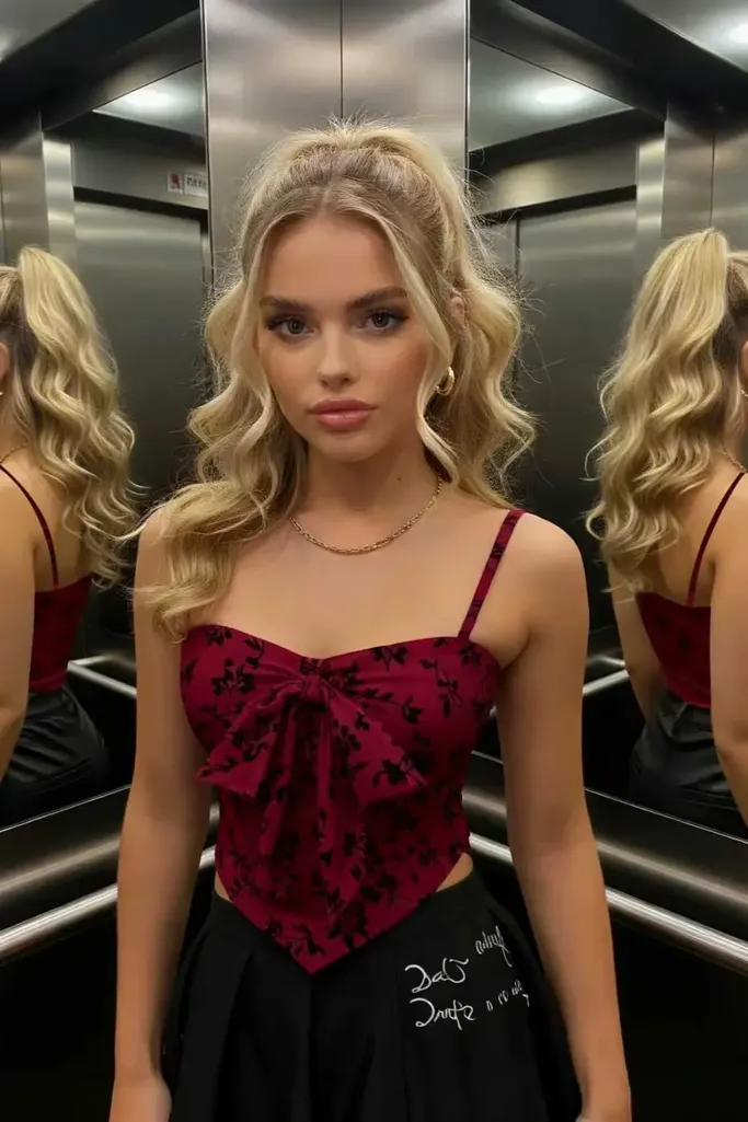 Red Sweetheart Crop Top - Image 1