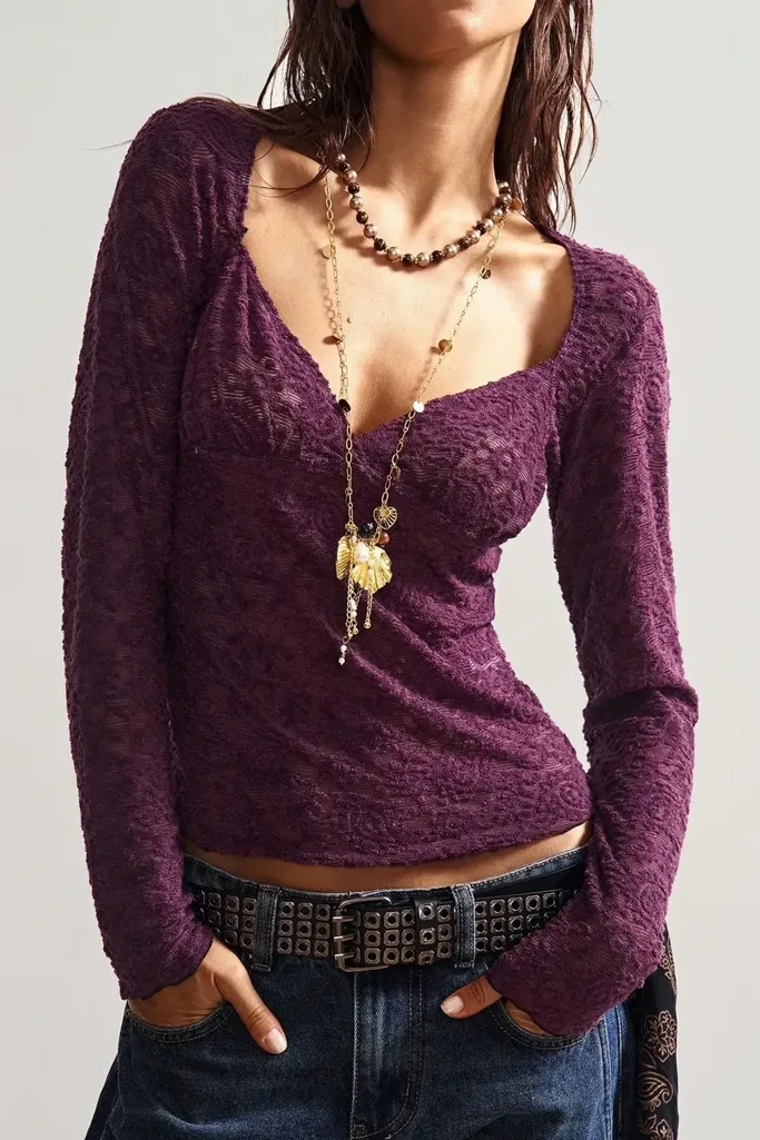 Purple Sweetheart Fitted Top - Image 1