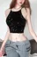 Black Sequin Halter Neck Crop Top