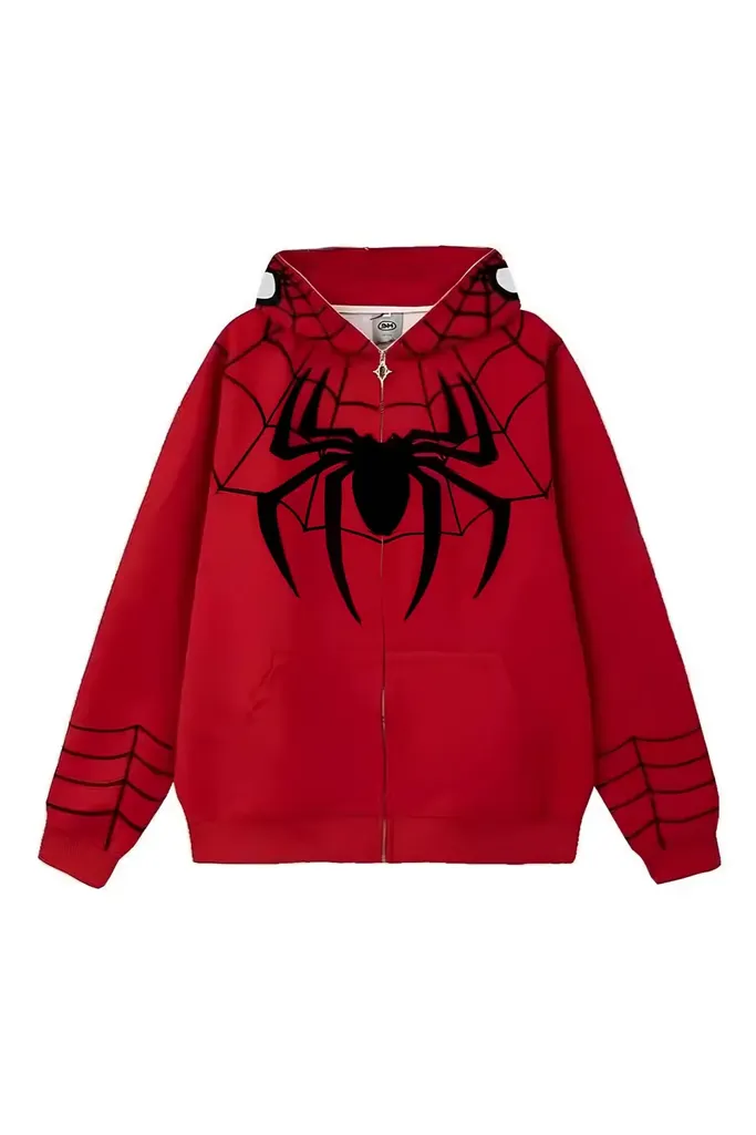 Spider Inspired Oversized Zipper Hoodie - Image 1