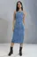 Light Blue Tie-Up Denim Midi Dress