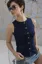 Dark Blue Round Neck Denim Cropped Top