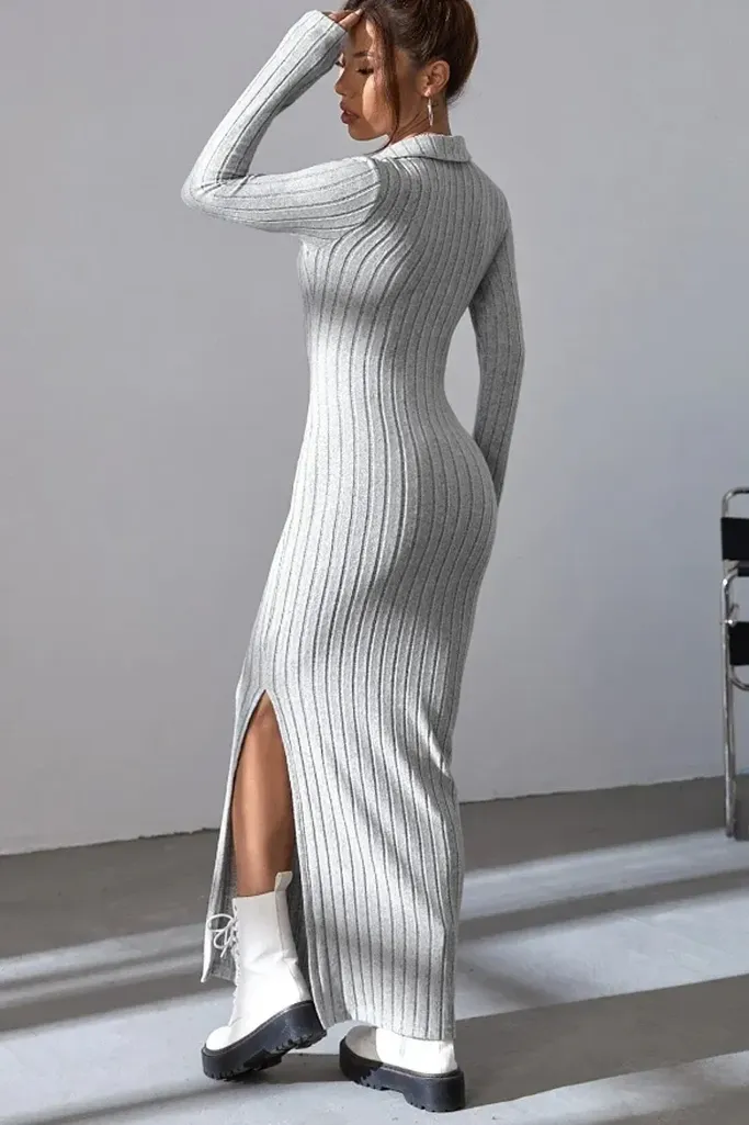 Grey Bodycon Maxi Dress - NEWME