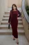 Maroon Ruched Butterfly Maxi Dress