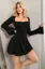 Black Square Neck Tie-Up Mini Dress