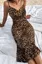 Black Leopard Cowl Neck Midi Dress