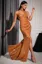 Orange Sequin Halter Bodycon Dress