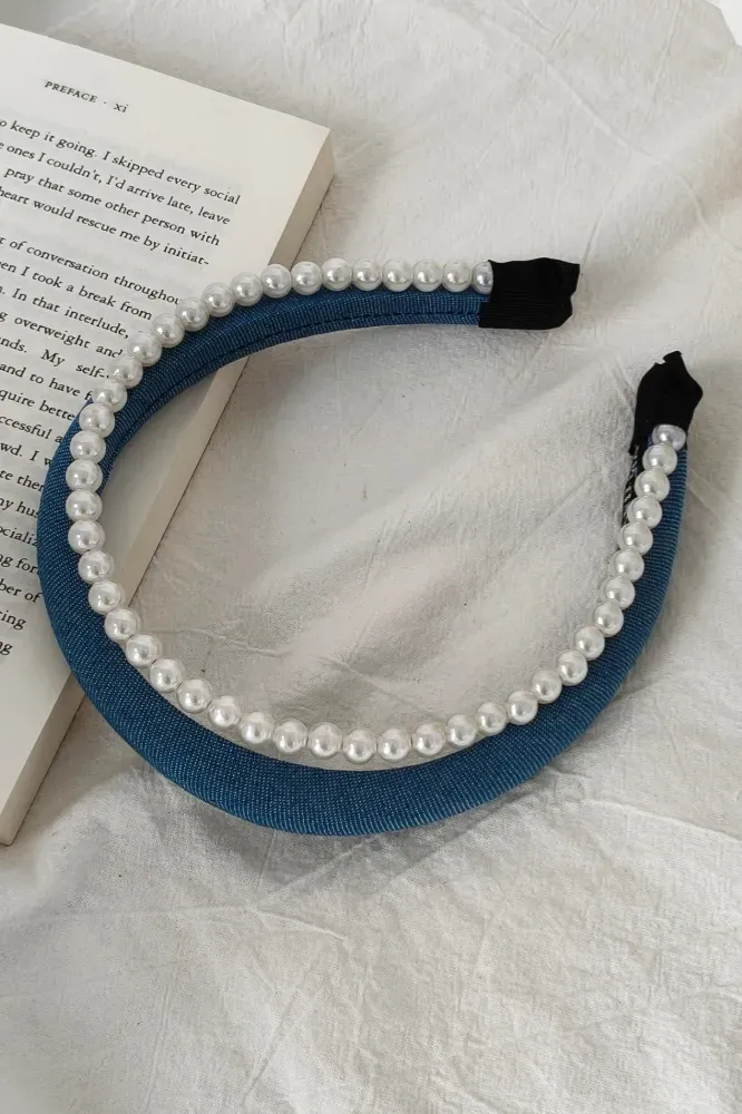 Blue Solid Pearl Hairband - Image 1