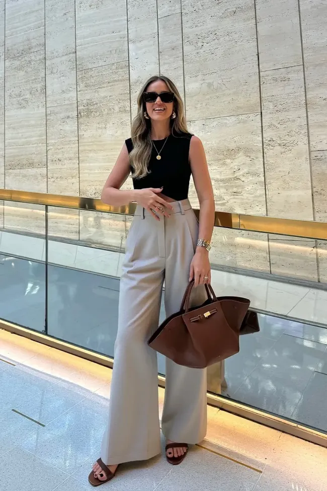 Grey High Rise Pleated Trousers - NEWME