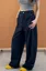 Navy Blue Solid Mid Rise Pants