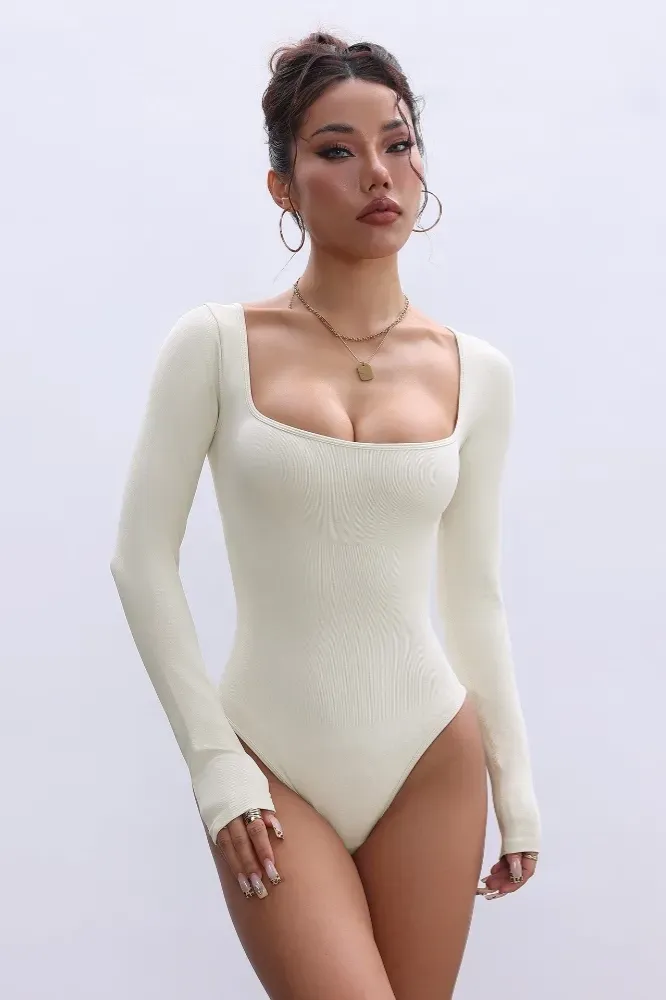 Off White Square Neck Bodysuit