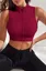 Wine Zip Collar Fitted Crop Top