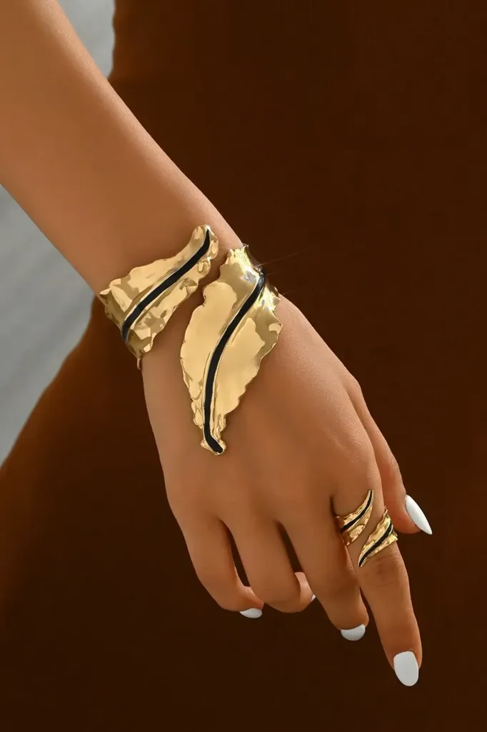 Golden Statement Cuff Bracelet - Image 1