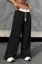 Black Mid Rise Tie-Up Trackpants