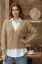 Khaki Buttoned Vneck Cardigan