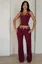 Wine Halter Neck Studded Co-Ord Set