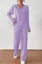 Lavender Solid V-Neck Co-Ord Set