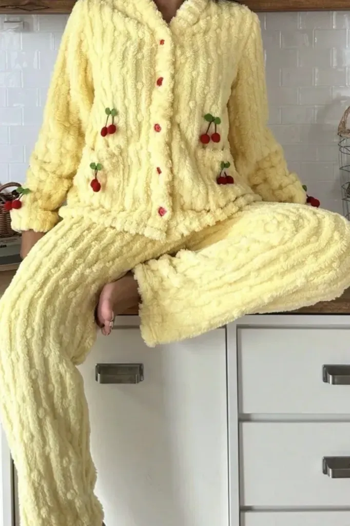 Yellow Textured Buttoned Co-Ord Set - Image 1