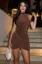 Brown Ruched Bodycon Mini Dress