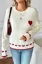 White Heart Print Crew Neck Sweater