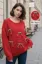Red Crew Neck Pom-Pom Sweater
