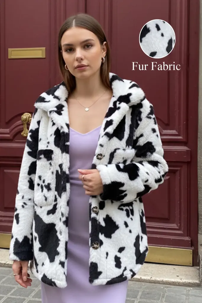 Animal Print Fleece Coat - Image 1
