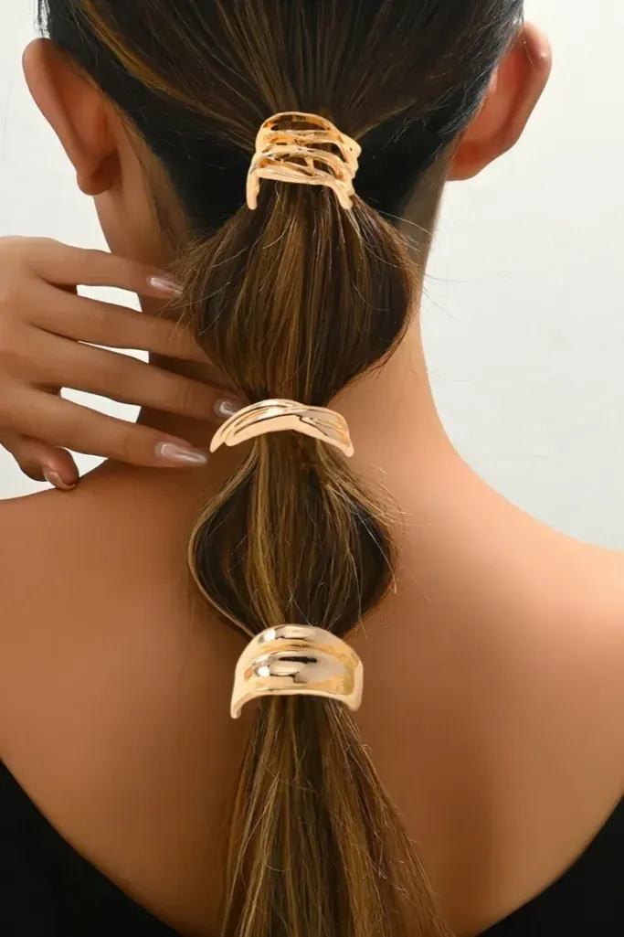 Golden Abstract Set Of 3 Hair Clip - Image 1
