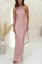Light Pink Sequin Halter Neck Maxi Dress