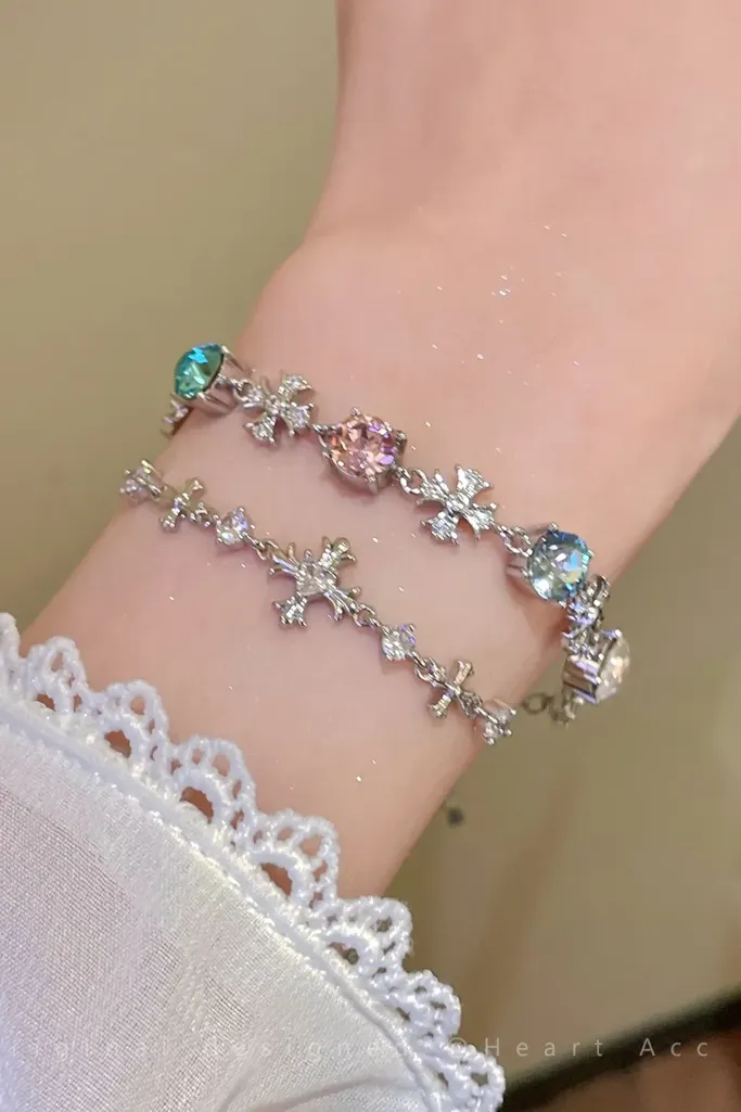 Silver Boho Beaded Bracelet - Image 1