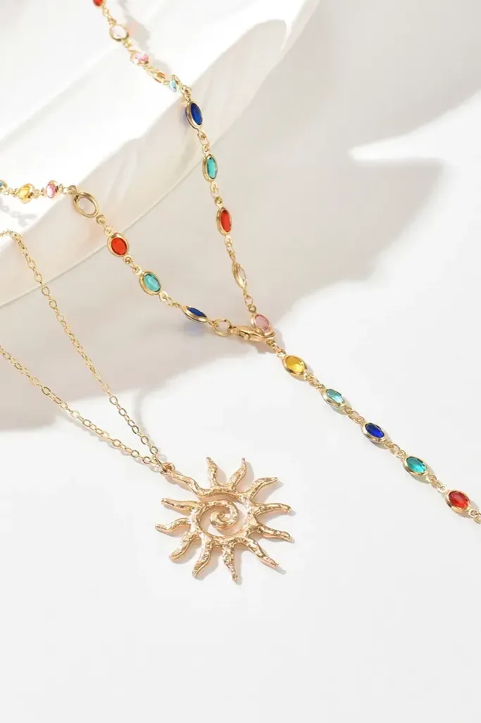 Golden Multi-Color Set Of 2 Necklace - Image 1