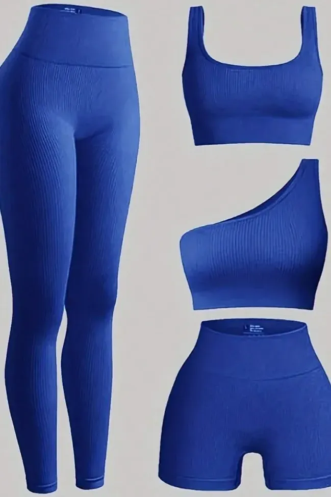Dark Blue Solid Set Of 4 Sports Set - NEWME