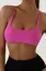 Pink Solid Scoop Neck Sports Bra