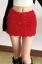 Red Solid Ruffled Mini Skirt