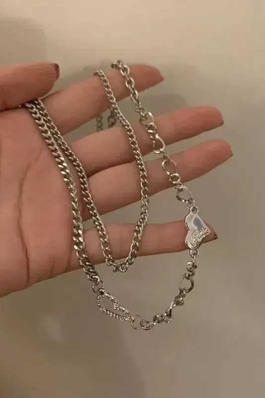 Silver Statement Layered Necklace - Image 1