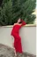 Red Ruched Off-Shoulder Maxi Dress