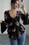 Black Floral Tie-Up Tiered Top