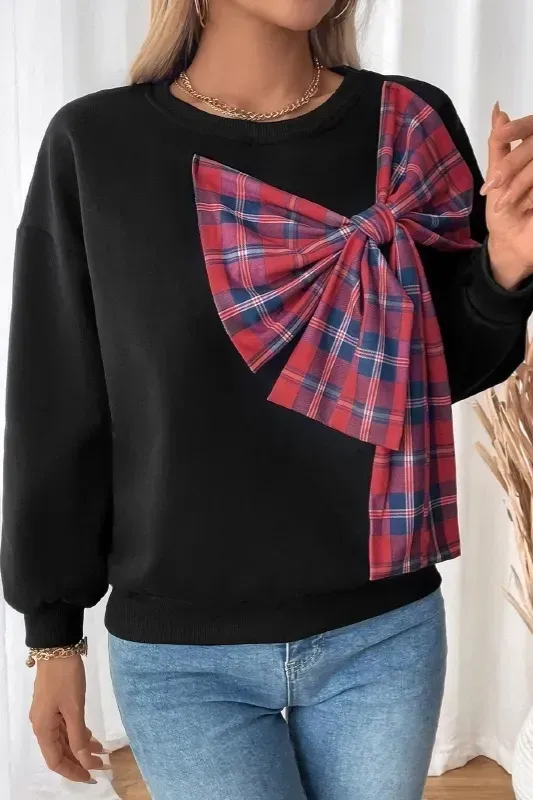 Black Bow Crew Neck Sweatshirt - Image 1