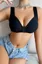 Black V-Neck Solid Bra
