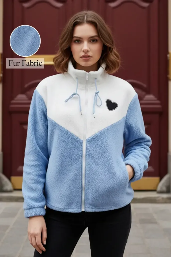 Light Blue Oversized Fleece Jacket - Image 1