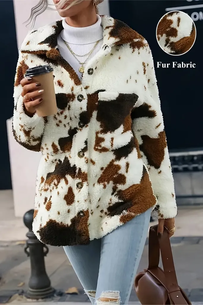 Brown Animal Print Fur Coat - Image 1